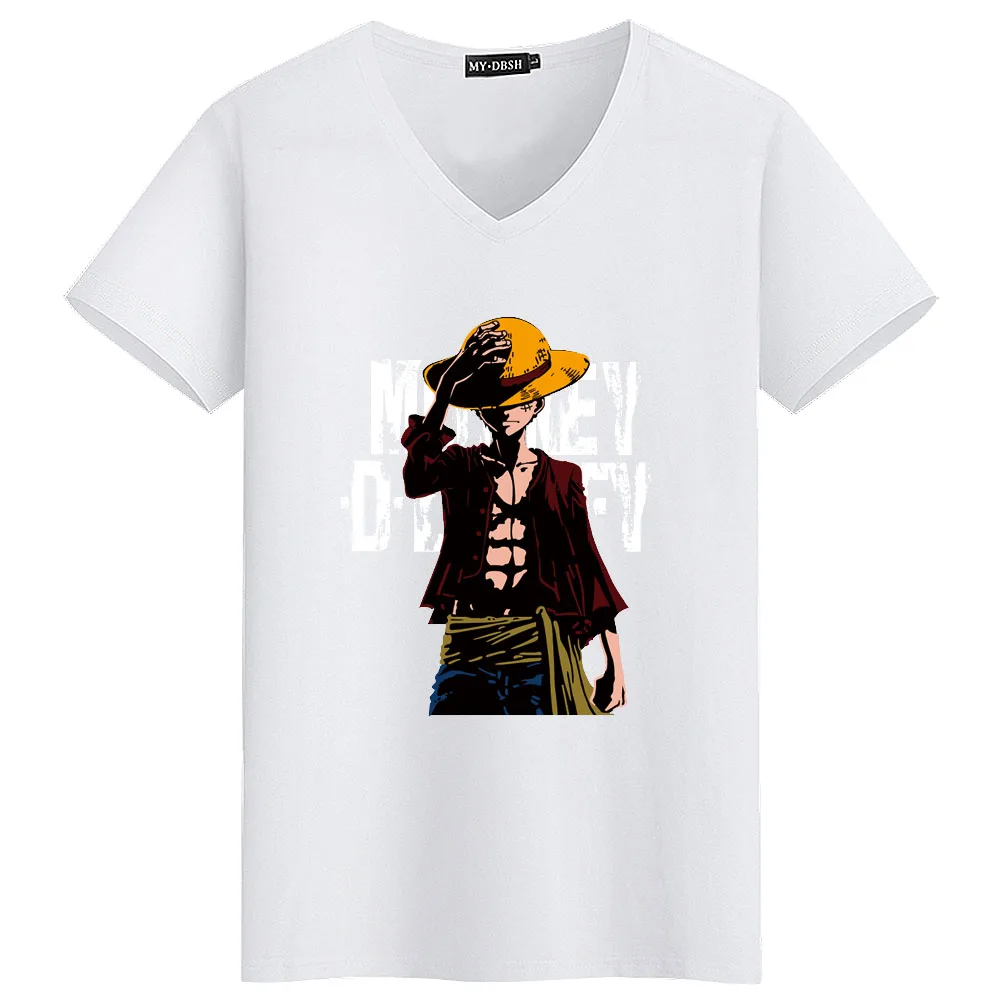 Цельная футболка с коротким рукавом Luffy Straw Японские Аниме футболки круглым