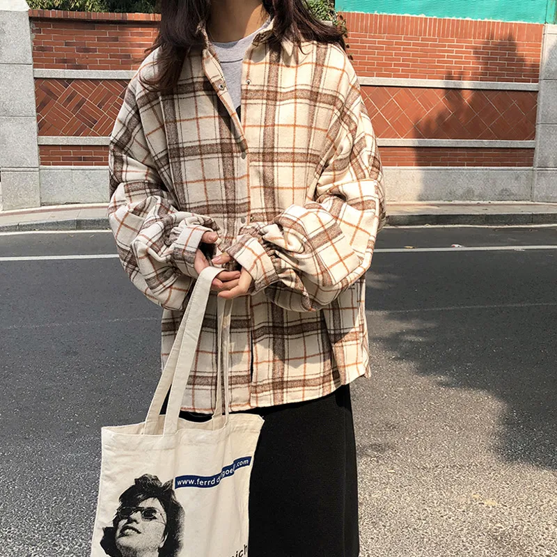 Футболки свободные Harajuku корейский стиль модные женские туфли новые Однобортный BF школьников с длинным рукавом Для женщин s рубашка ежедневно Q357