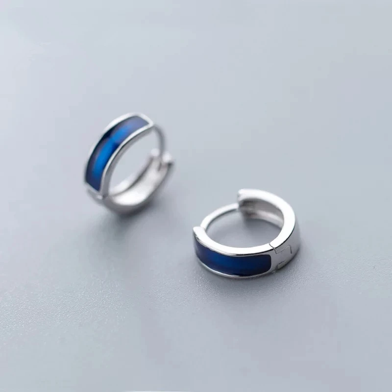 Серьги из стерлингового серебра S925 пробы модные градиентные круглые серьги