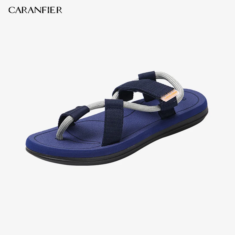 L54Blue CARANFIER/мужские сандалии; Sandalias Hombre; сандалии-гладиаторы для мужчин; летняя пляжная обувь в римском стиле; Вьетнамки; шлепанцы на плоской подошве; шлепанцы - Цвет: L54Blue