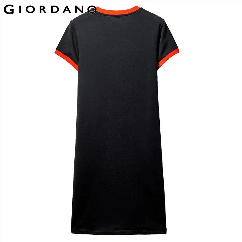 Giordano женское платье контрастное цветное вышитое фруктовое Ребристое летнее с