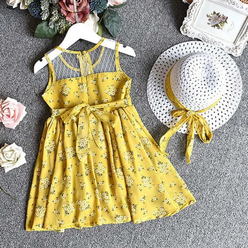 2PCS Toddler Kids Baby Girl Outfit Clothes Chiffon Floral Vest Dress+Sun Hat Set 0410 | Детская одежда и обувь