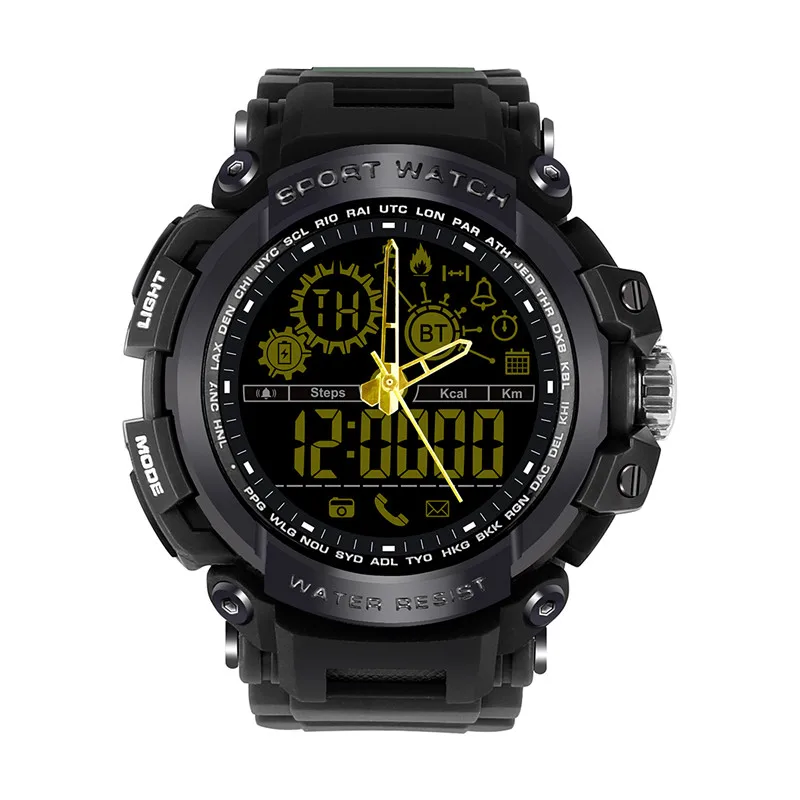 Black Diggro DX16 DI10 умные спортивные часы IP68 Водонепроницаемые длинные часы в режиме ожидания Bluetooth 4,0 Смарт 1,21 дюймов часы для IOS Android - Цвет: Black