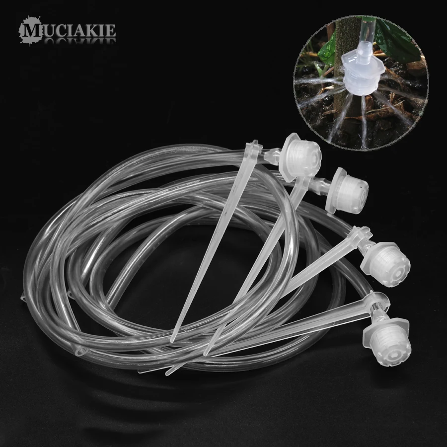 

MUCIAKIE 5PCS 50cm Long Transparant 4/7mm Soft Hose w/ 8-Hole Adjustable Dripper Fixed Support Garden Water Connector Irrigation