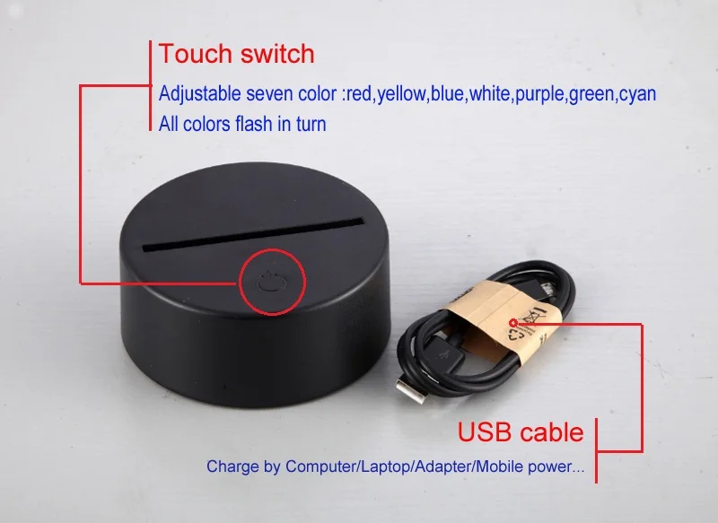 YIMIA 3D 7 цветов сменная футболка стереовидение акриловый USB Ночник детская комната