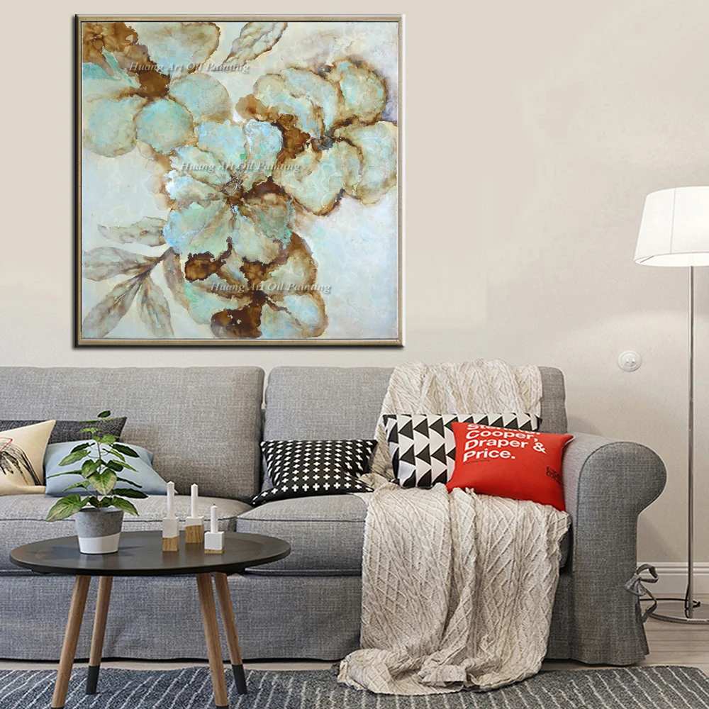 Новый ручной светильник синий цветок живопись на холсте Ручная роспись