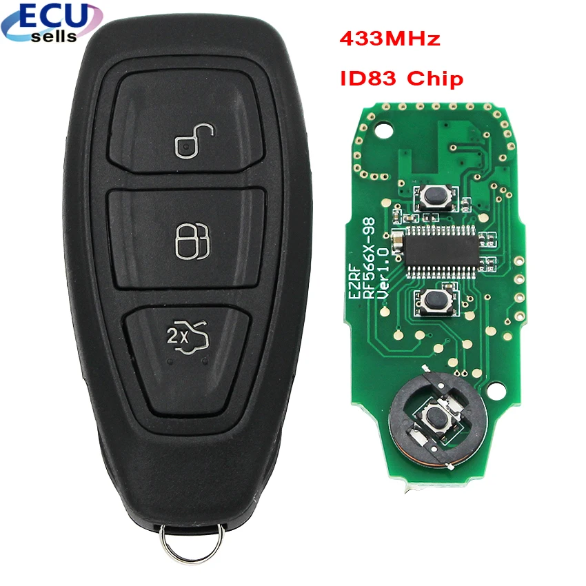 Intelligent Remote Key 434MHz for Ford Focus C-Max Mondeo Kuga Fiesta B-Max With ID83+Small key inside