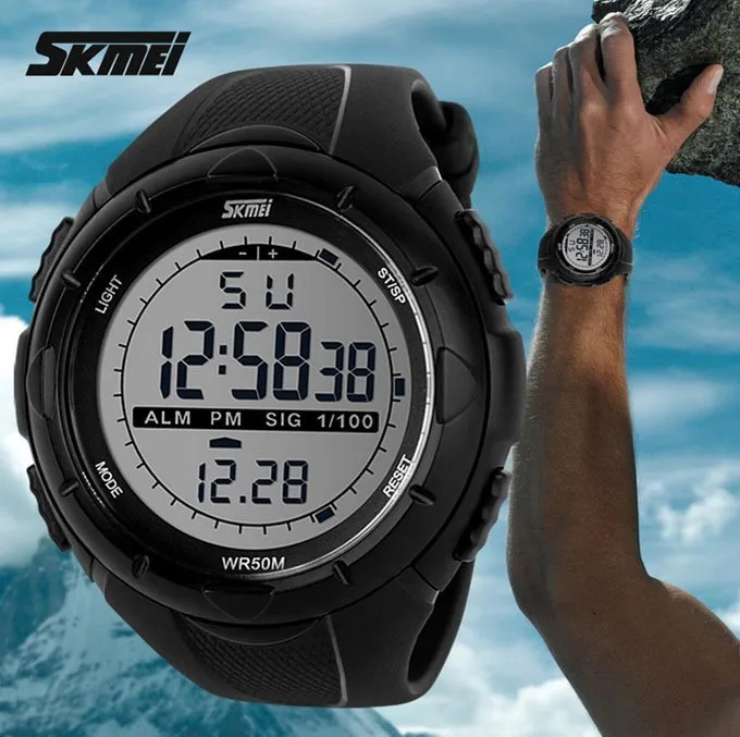 Новые Skmei Брендовые мужские светодиодные цифровые армейские часы, 50 м спортивные часы для дайвинга и плавания, модные наручные часы