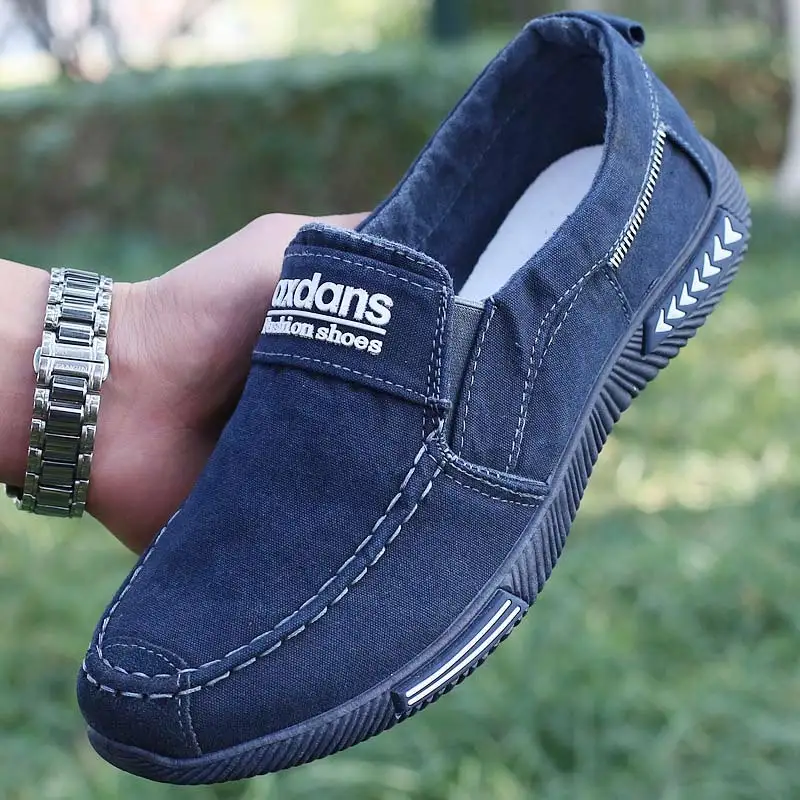 Мужская повседневная обувь; парусиновая обувь для мужчин; chaussure homme; сезон осень-зима; теплая дышащая обувь; мужские модные кроссовки; Мужская прогулочная обувь - Цвет: A07 blue Slip on