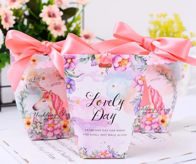 50 шт сумка с единорогом розовая лента sweet love на день рождения вечерние baby shower