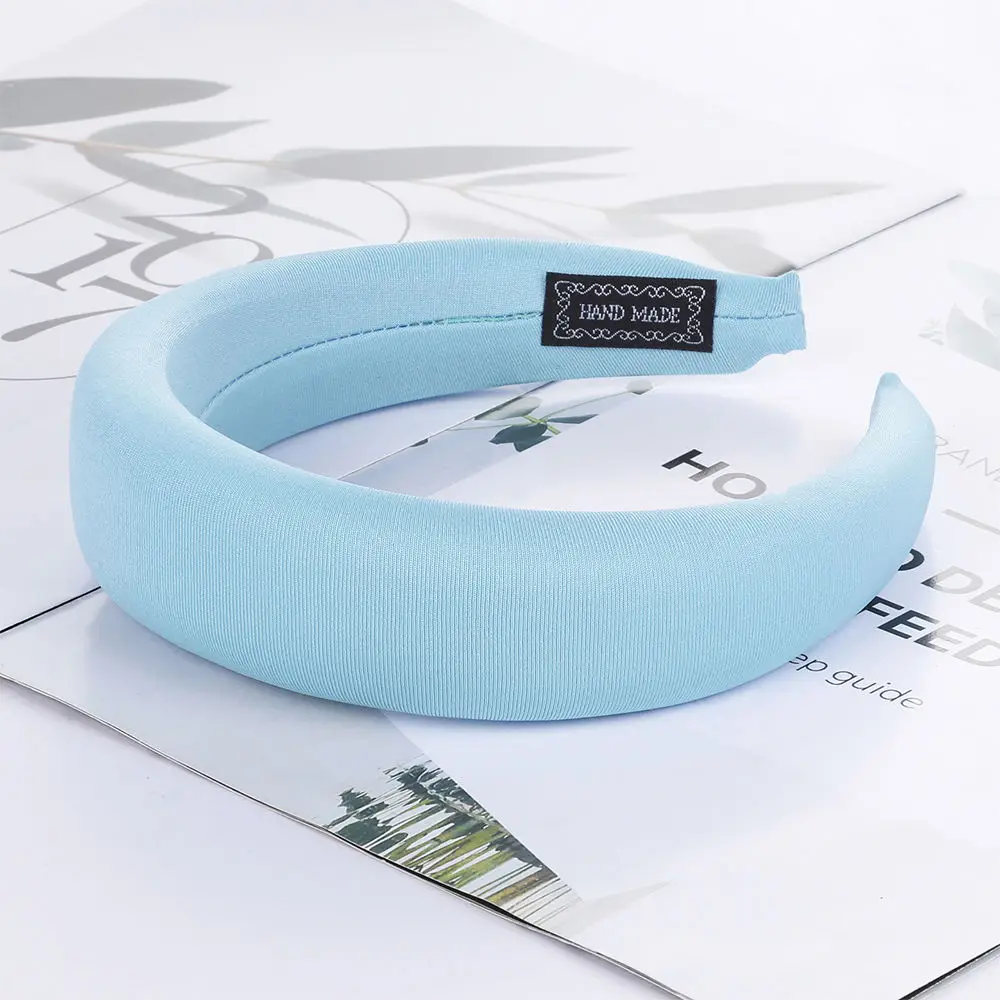 C Light blue AWAYTR мягкие повязки для волос эластичная повязка для женщин 4 см Широкий пластиковый модный обруч для волос повязка для волос аксессуары для волос Прямая поставка - Цвет: C Light blue