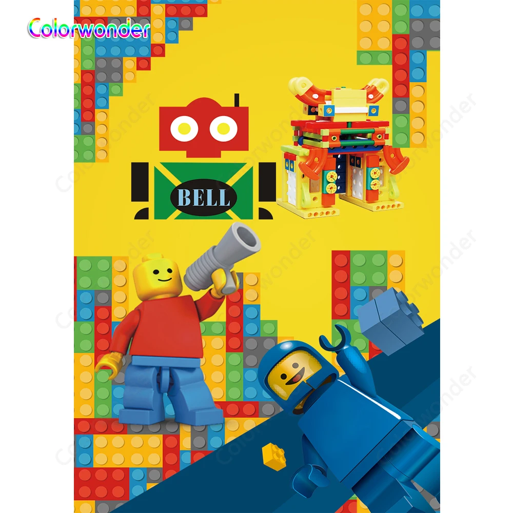 Фон для фотосъемки Colorwonder Lego Toy 5x7ft Красочный дом с космонавтом и астрономическим