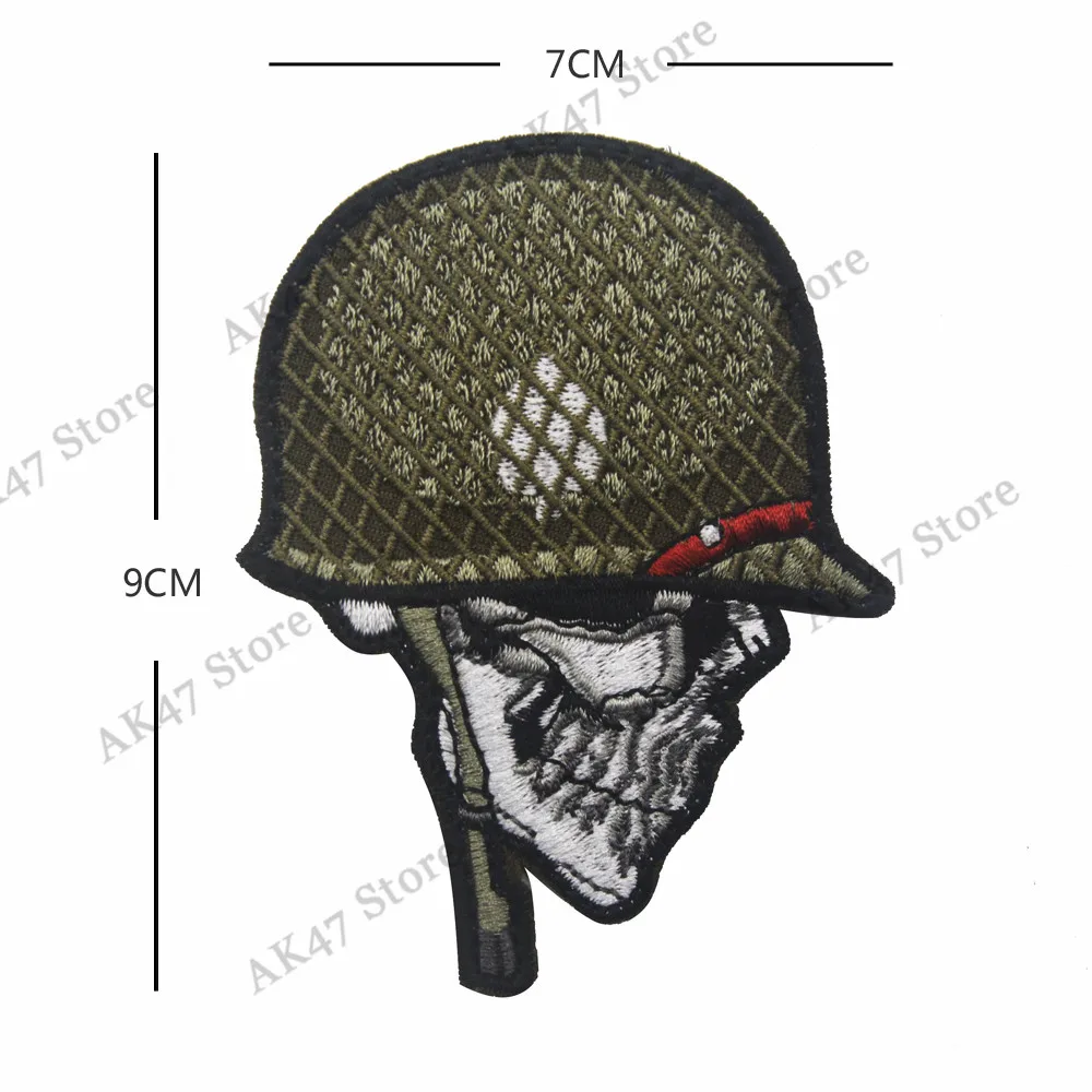 skull Тактические животные Череп шлем перо медведь Tigher Волк Акула Банни оружие военное боевой дух нашивка вышитый значок эмблема - Цвет: skull