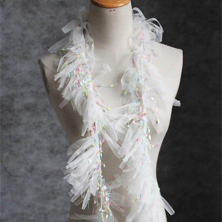 LASUI 3 ярда = 1 лот, ширина 10 см, белые макароны ручной работы, кисточки в ряд, детские куклы, сетчатая юбка, кружевные аксессуары 0212