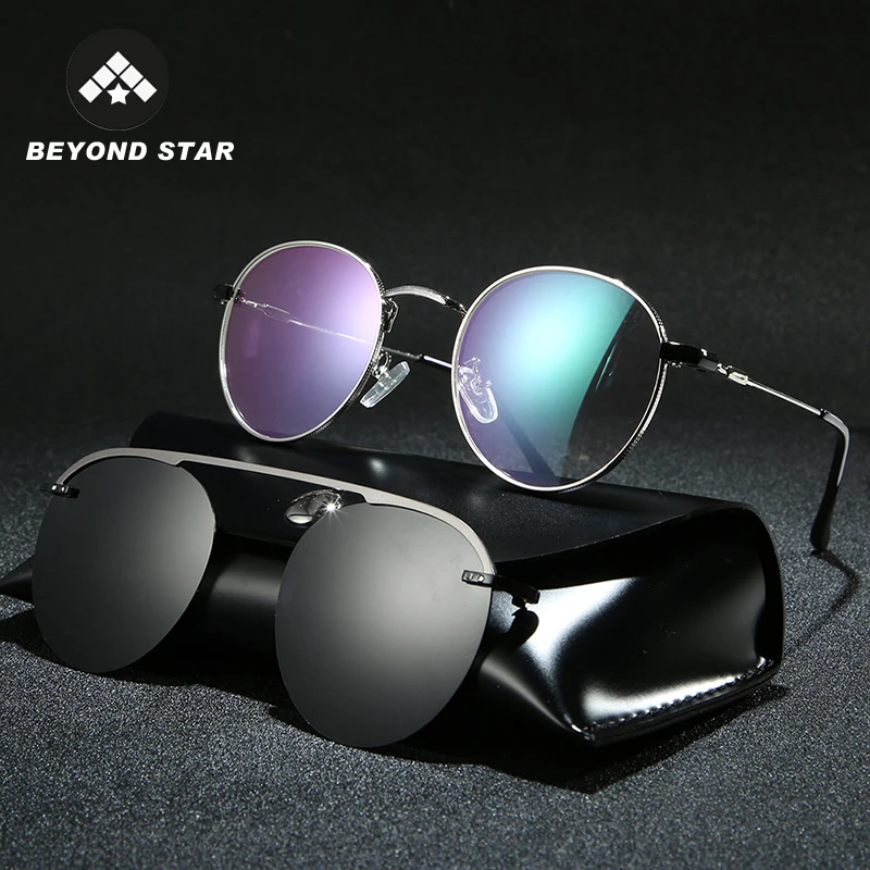 BEYONDSTAR Новые поляризационные круглые магнитные солнцезащитные очки в стиле