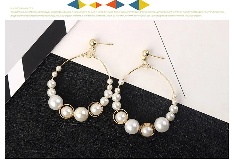 XT QU Wholesale fashion women circle earring with simulated pearl jewelry for bridal wedding free shipping | Украшения и