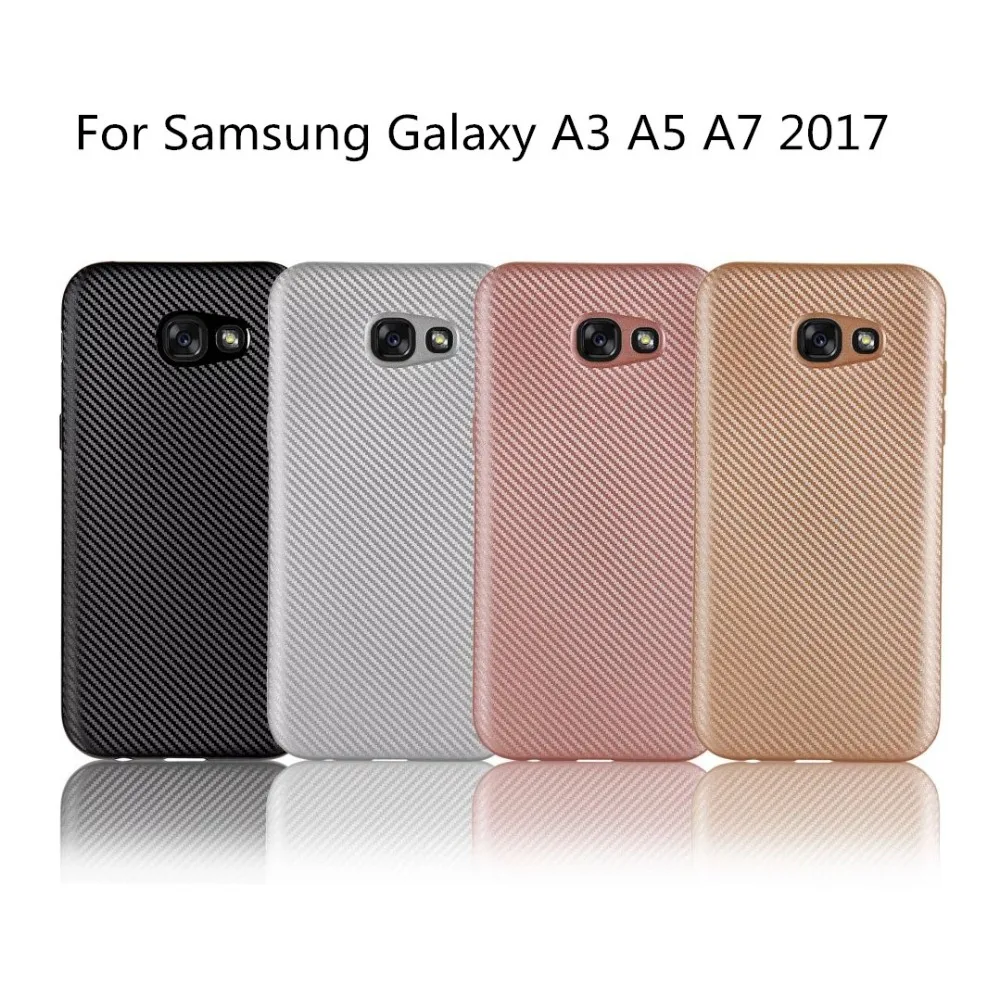 Чехол для Samsung Galaxy 2017 A3/A5/A7 чехол из углеродного волокна матовый ТПУ Мягкие Чехлы