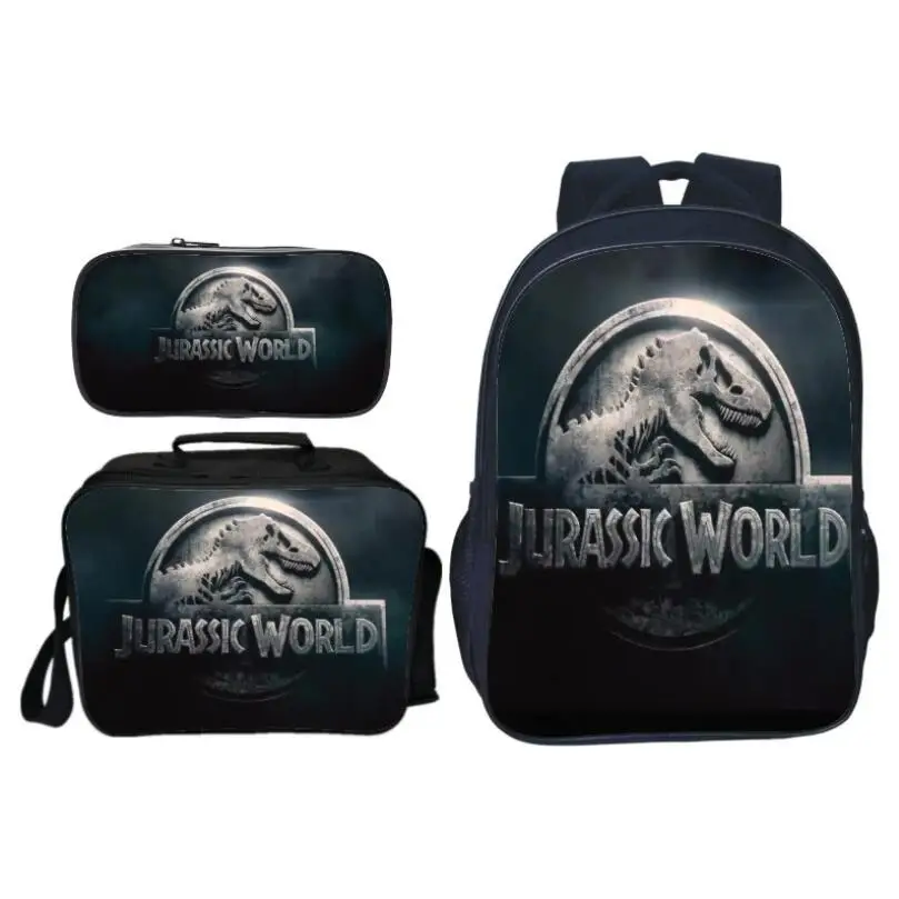 3Pcs/Set Popular Fashion Animal Printing Jurassic World Children School Bags Dinosaur Boys Backpack for Kids Schoolbag Girls | Багаж и