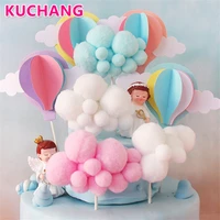 pink blue unicorn cake topper cloud hot air balloon flamingo cake flags birthday party wedding decorations baby shower supplies