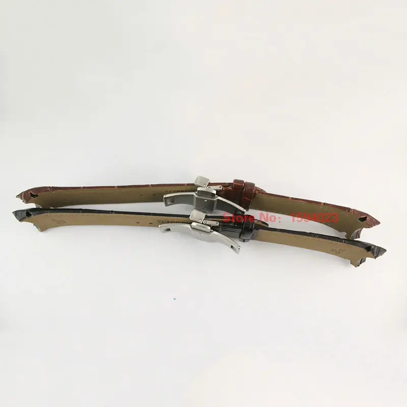 23mm (Buckle 20mm) T035617A T035439 High Quality Silver Butterfly Buckle + Brown Black Genuine Leather curved end Watchband