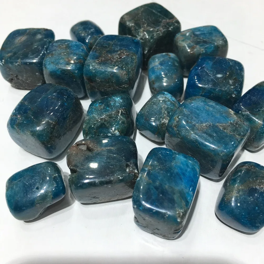 

Natural blue apatite crystal polished gravel stone
