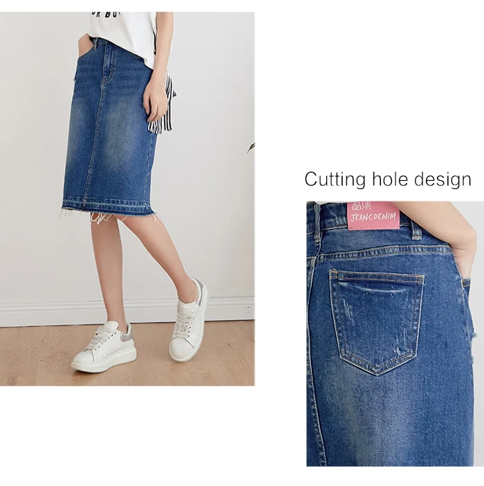 Женская джинсовая юбка LEIJIJEANS, модная повседневная всесезонная юбка из денима с потертостями, большие размеры 4XL 5XL 6XL