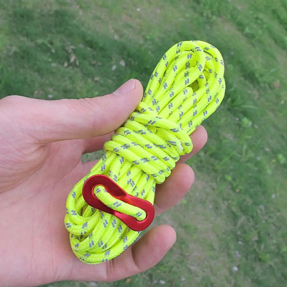 Thickened 4mm Reflective Guyline Camping Tent Rope Runners Guy Line Cord Paracord Outdoor Sports Hiking Accessories | Спорт и