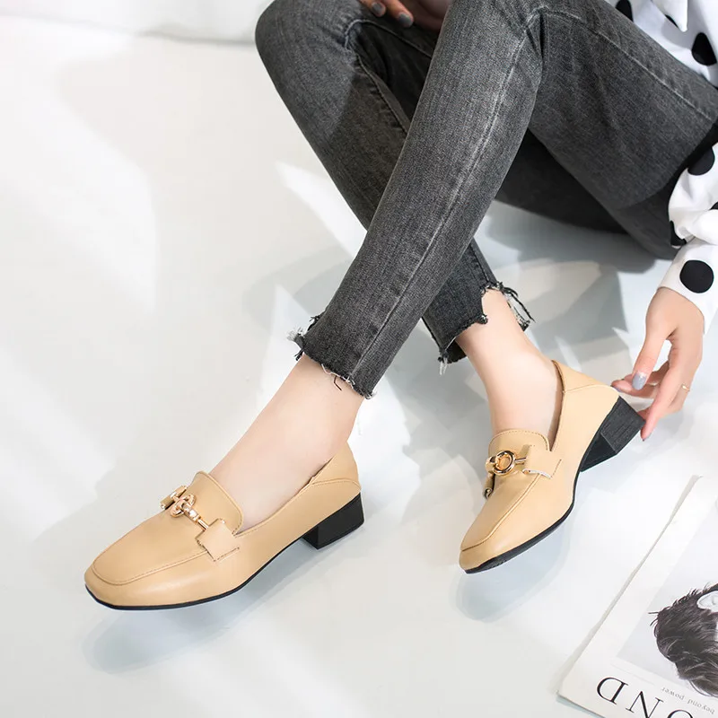 Hot Sale Leather Shoes Women 2019 New Autumn Casual Heels Comfortable Non-slip Fashion Retro Student Oxfords | Обувь