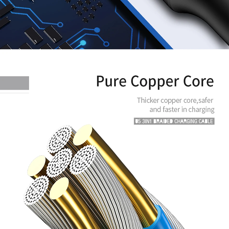 3 в 1 Кабели для мобильных телефонов, USAMS usb кабель usb-c для samsung нейлоновый Micro usb кабель для зарядки для iPhone x 8 type c кабель Шнур