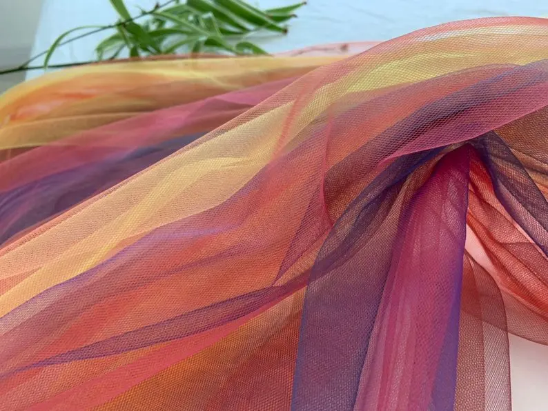 

Тюлевая ткань с градиентом цвета s, Радужный цвет, сетчатая кружевная ткань, 5 ярдов