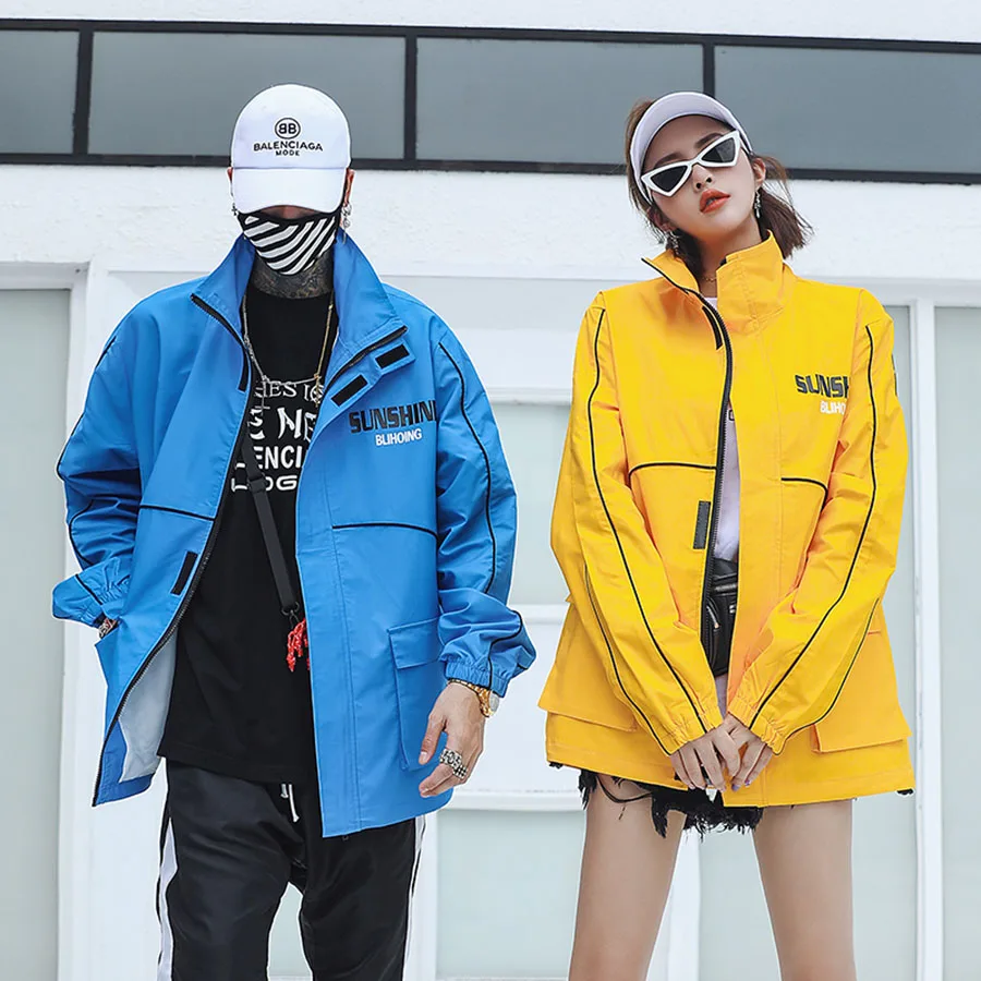 Мужская ветровка Anoraks синяя/желтая куртка в стиле хип хоп 2019|Плащи и тренчи| |