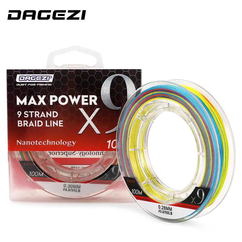 

DAGEZI 9 Strand PE Braided Fishing Line 25-100LB 100M Multifilament Fishing Lines For Freshwater and Saltwater Fishing