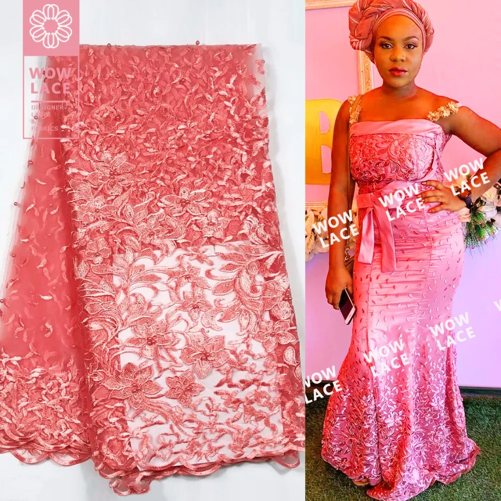 Бусины и камни африканская сетчатая кружевная ткань 2019 Высококачественная