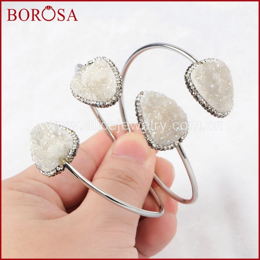 BOROSA 5 шт. Druzy камень браслет двойной кристалл проложили драгоценный треугольник