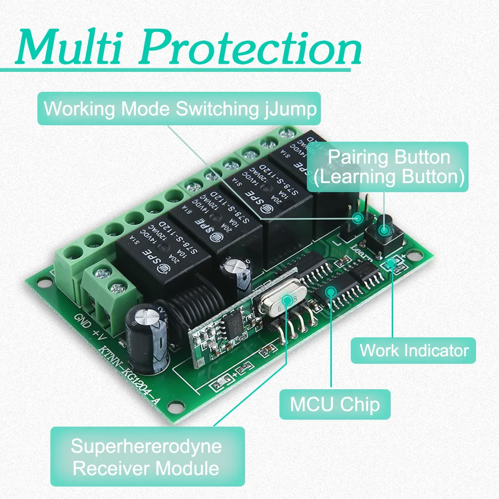 DC12V 433 МГц релейный модуль комплект 4 банды универсальный беспроводной пульт
