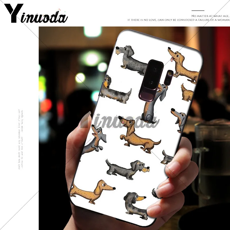 Yinuoda Animals Dogs Dachshund Black Soft Shell Phone Cover for Samsung S9 S9 plus S5 S6 S6edge S6plus S7 S7edge S8 S8plus