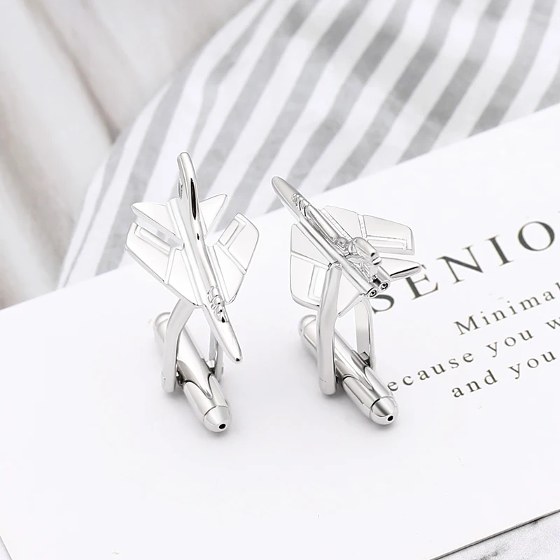 Hot Sale Copper Tie Clip Fashion Plane Styling Cuff links Mens Metal AirPlane Cufflinks For Lepton Design | Украшения и