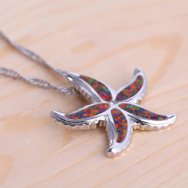 Ожерелье с подвеской в виде морской звезды опала|fire opal|orange fire opalopal opal |