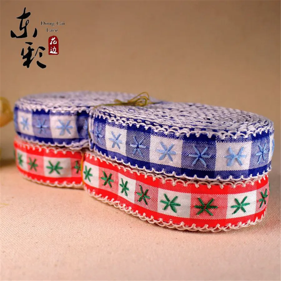 20 ярдов * 2 см жаккардовая национальная Ретро кружевная лента красный синий и