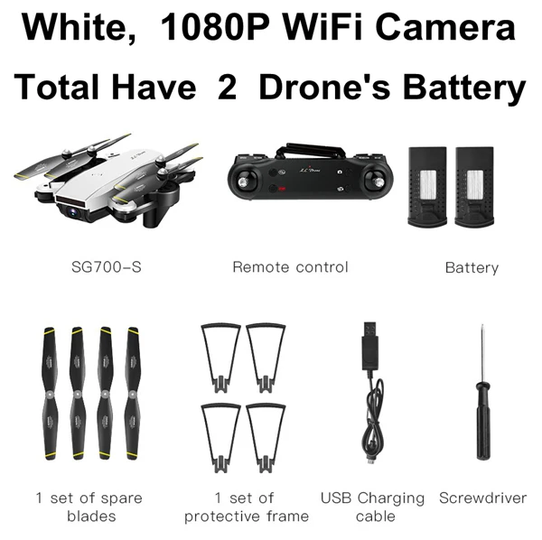 White 1080 2 battery Радиоуправляемый Дрон 720P 1080P 4K HD широкоугольная камера складной Квадрокоптер Профессиональный Квадрокоптер селфи Дрон 22 мин Время полета - Цвет: White 1080 2 battery