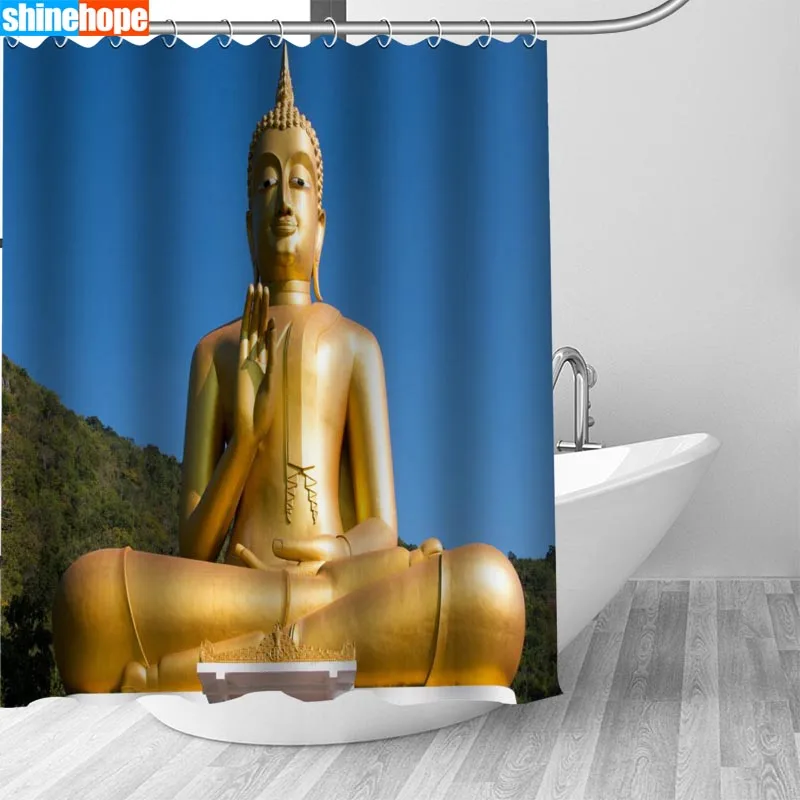 Shower Curtain 2 Индивидуальные Будда занавески для душа Водонепроницаемый полиэстер ткань 6 размеров высокое качество ванная комната занавески s - Цвет: Shower Curtain 2
