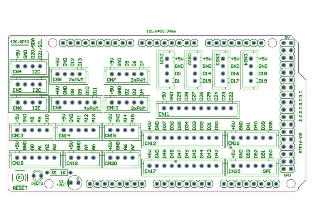 I/O расширение PCB для МЕГА 2560 R3 доска DIY bte16-09
