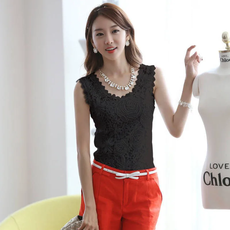 Женская кружевная блузка белая ажурная летние топы женская 2018 тонкий