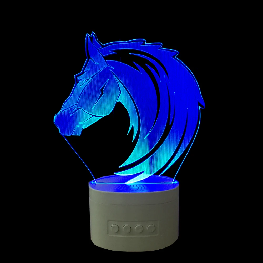 USB Lampara праздничный подарок голова лошади светодиодный свет Bluetooth динамик 3D