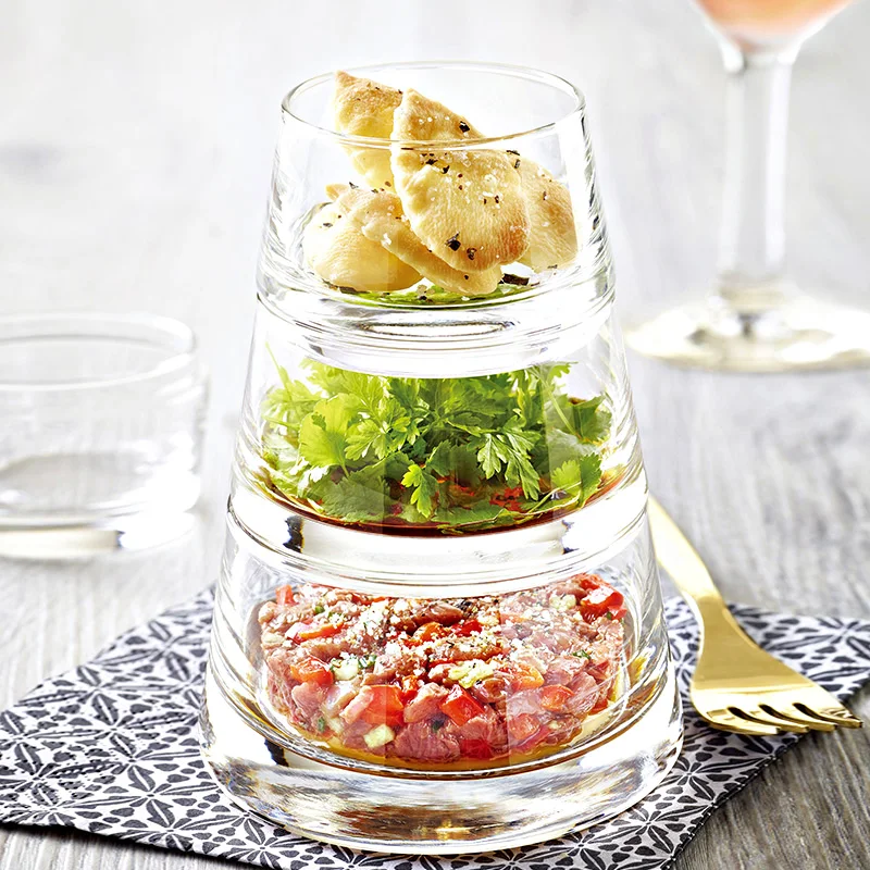 

4 sets of combinations Mug Belgian imported creative glass mug four-piece salad dessert bowl delicious pyramid suit