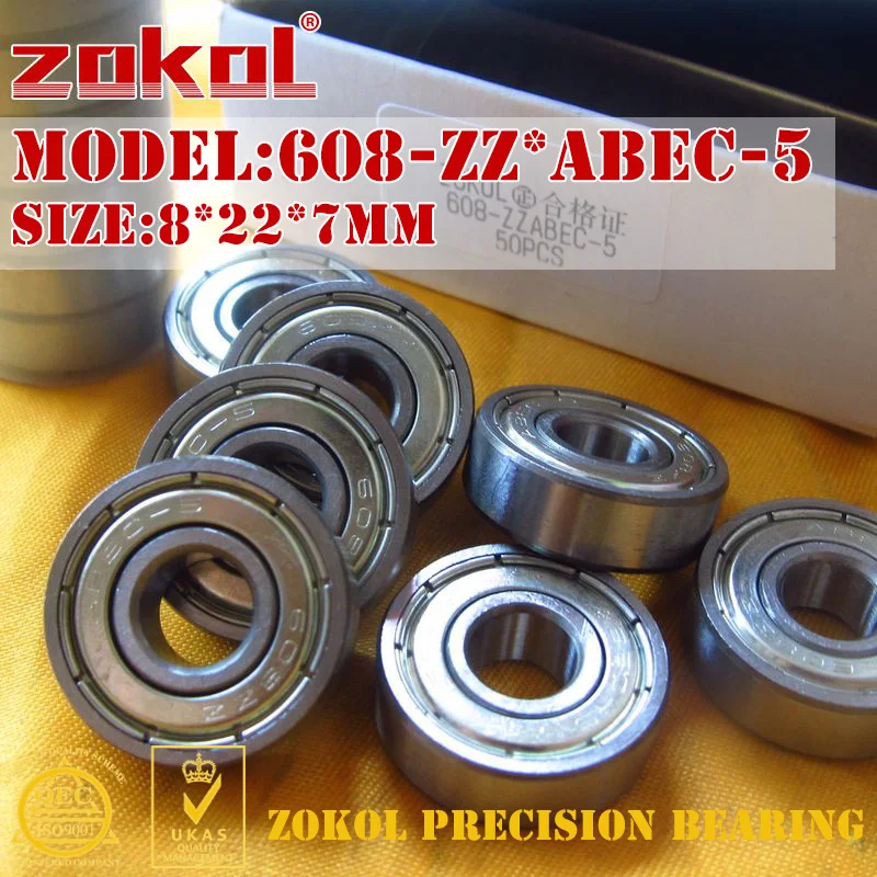 ZOKOL 608ZZ ABEC 5 подшипник ZZ 608 миниатюрный глубокий паз шариковый 8*22*7 мм|bearing 608|bearing
