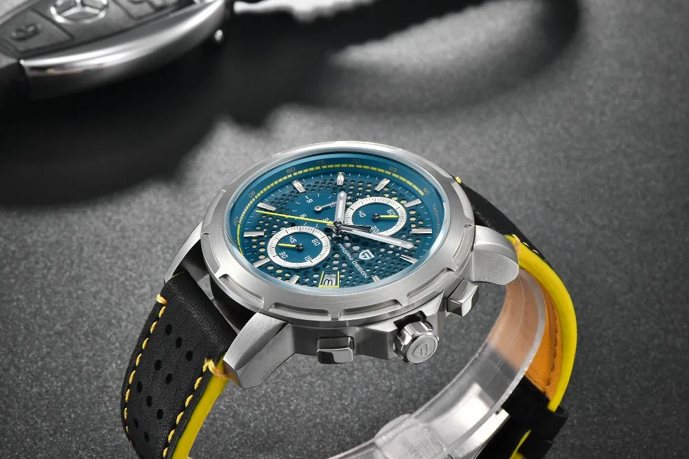 PAGANI Дизайн Seiko VK67 Movt спортивные военные кварцевые часы кожаные светящиеся мужские часы модные Хронограф Авто наручные часы с отметкой даты