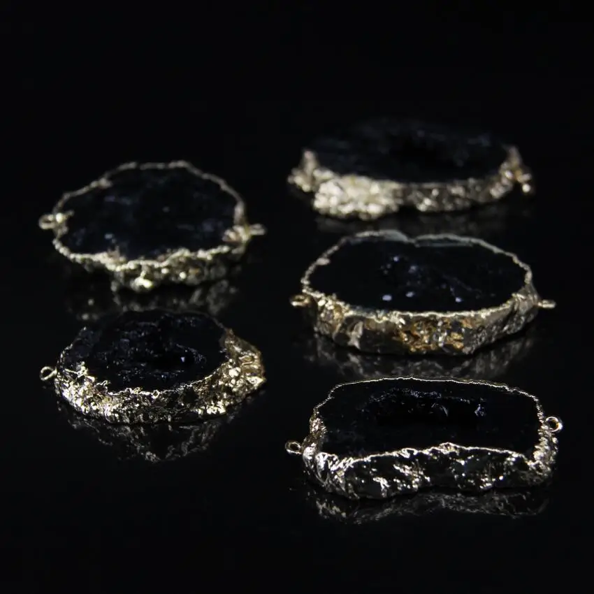 5 шт./партия черный кварцевый Жеода куски произвольной формы разъем шероховатый