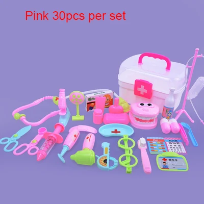 Pink-30pcs Набор доктора для детей, ролевые игры, набор игрушек доктора медсестры, ролевые игры, кукольный домик для маленьких мальчиков и девочек 3 лет, набор dokter, игровой набор - Цвет: Pink-30pcs