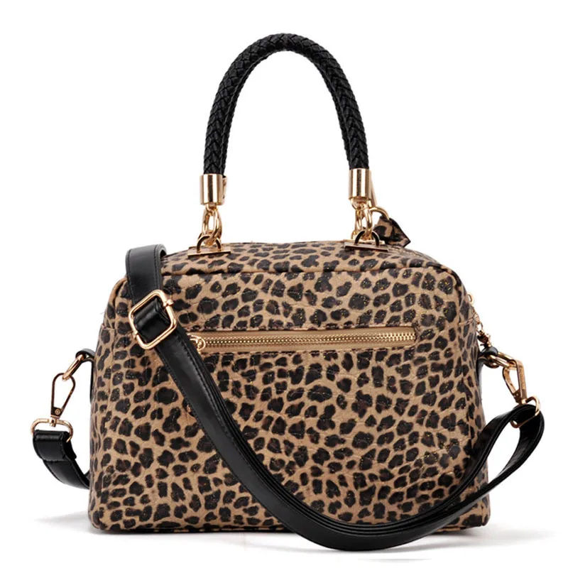 Леопард Блестками PU Кожаная Сумка 2016 Роскошные Сумки Женские Дизайнер Женщины